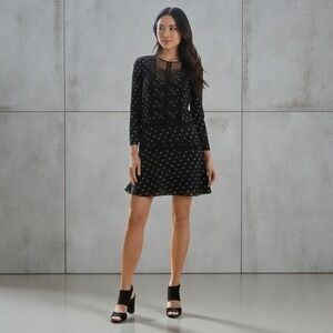 Veronica Beard Jasmine Silk Polka Dot Lace Trim Mini Women's Dress Black Size 4